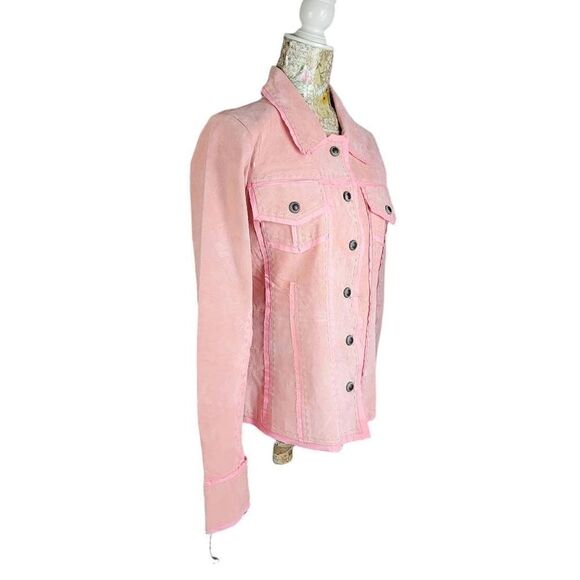 My Tribe Pink Suede Leather Taylored Feminine Lightweight Jacket Cotton Lined - Picture 3 of 11